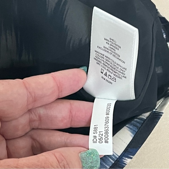 Express Y2K Womens Blouse Pullover Abstract Print Sleeveless Blue Black Medium - Picture 7 of 13